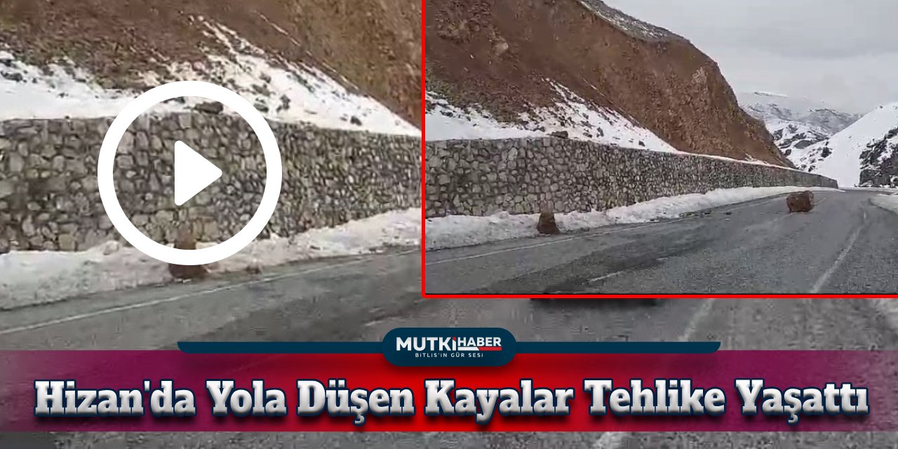 Bitlis'te Yola Düşen Kayalar Sürücülere Zor Anlar Yaşattı