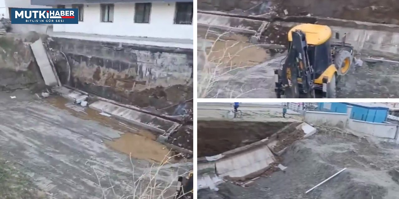 Tatvan'da İstinat Duvarı Çöktü! Binalar Boşaltıldı
