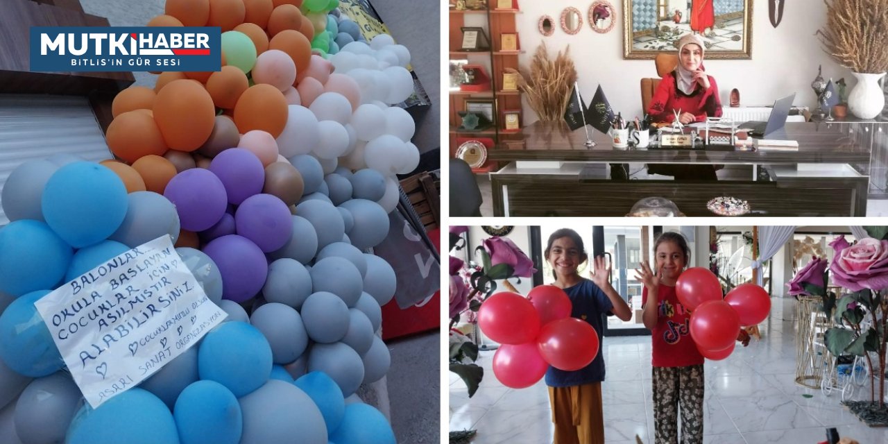 Tatvan'da Okula Başlayan Öğrenciler İçin Asılan 700 Balon İlgi Odağı Oldu